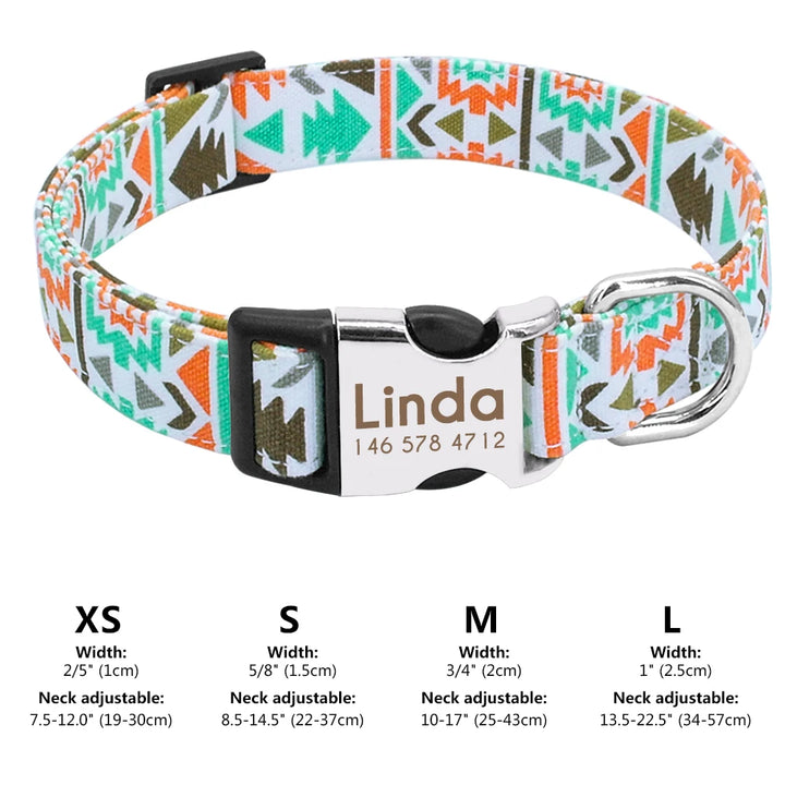 Personalized Small Medium Large Dog Cat Nylon Collar Custom Engraved Name ID Adjustable