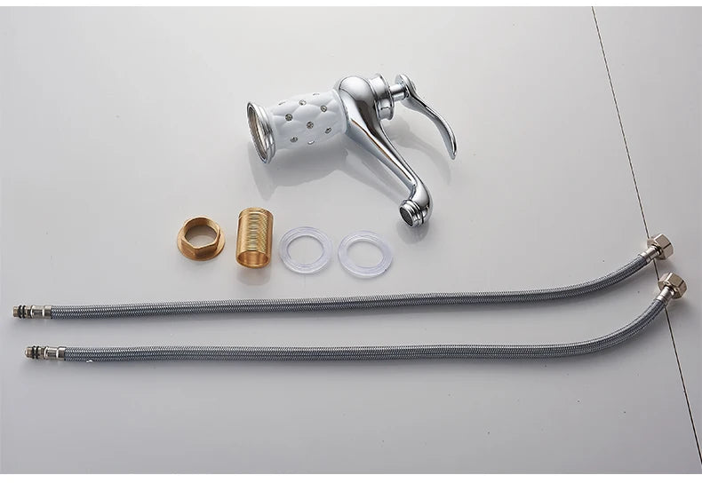 Bathroom Antique Bronze Finish Brass Basin Sink Solid Brass Faucets Single Handle Water Mixer Taps Bath Crane  ELFCT001