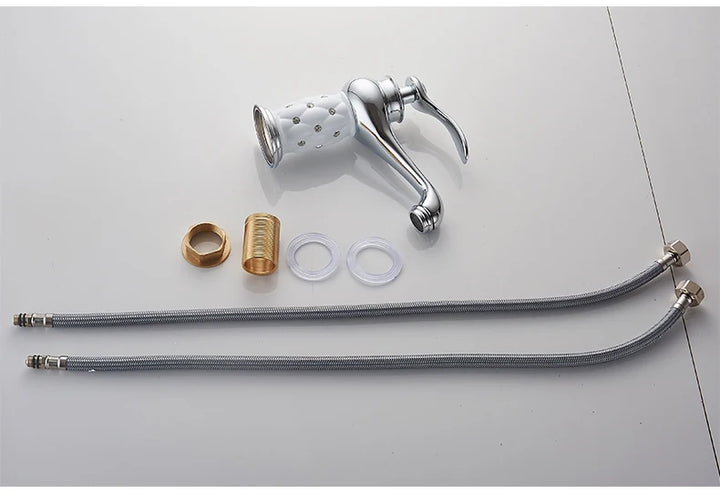 Bathroom Antique Bronze Finish Brass Basin Sink Solid Brass Faucets Single Handle Water Mixer Taps Bath Crane  ELFCT001