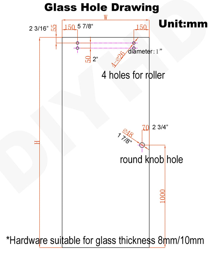 DIYHD Easy Mount Stainless Steel Glass Sliding Barn Door Interior Partition Door Office Glass Door Sliding Track Kit