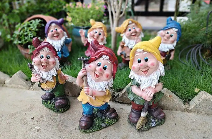 Outdoor  Resin 7 Dwarfs Landscape Terrace Yard Decoration
