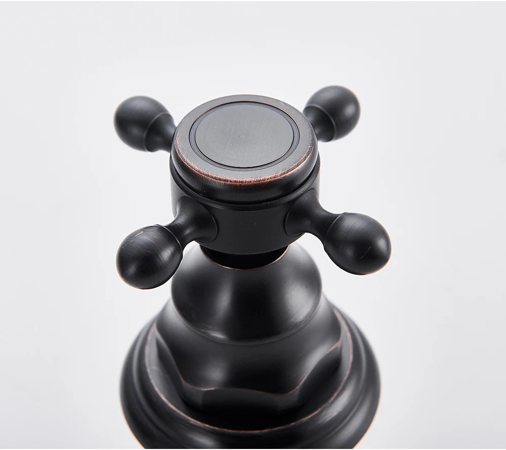 Antique Brass Bathroom Mixer Taps Widespread Basin Faucet Dual Handles Hot and Cold Tap Deck Mounted Brass Basin Sink Faucet