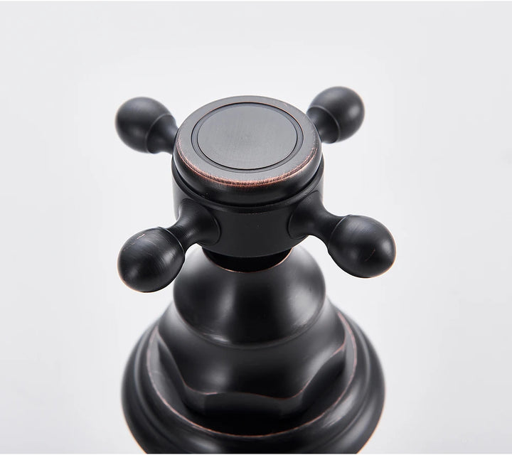 Antique Brass Bathroom Mixer Taps Widespread Basin Faucet Dual Handles Hot and Cold Tap Deck Mounted Brass Basin Sink Faucet