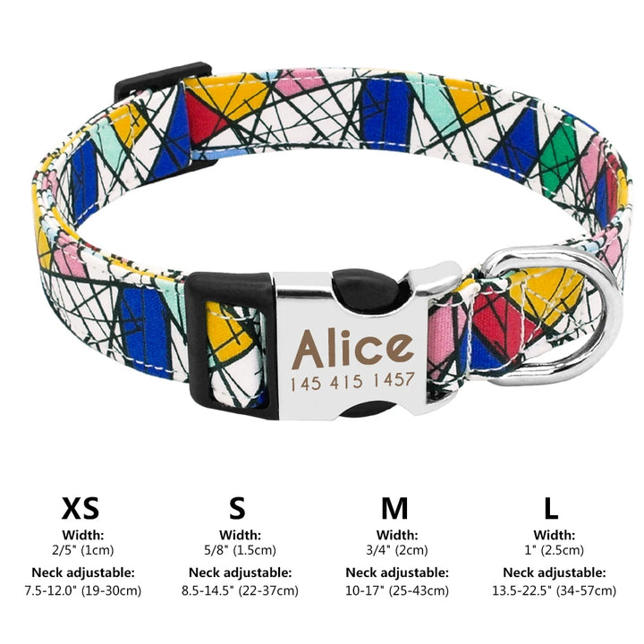 Personalized Small Medium Large Dog Cat Nylon Collar Custom Engraved Name ID Adjustable