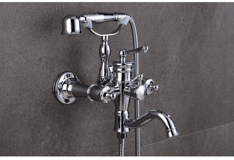 ELLEN Wall Mounted Bathroom Bath Faucet with Hand Shower Black Bath Tub Mixer Tap Bath Shower Mixer ELS2300