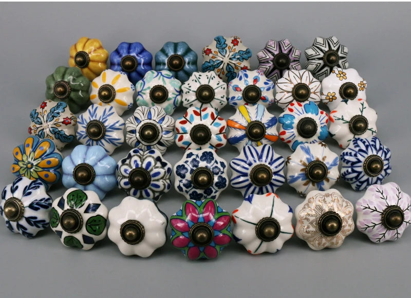One Piece Vintage Ceramic Door Knobs for Cabinet Drawer, Closet Cupboard Wardrobe  furniture door  Pull Handle