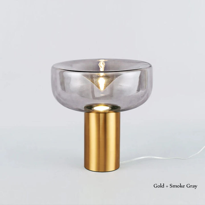 Nordic Clear Glass Table Lamp Creative Swirl Design Gold Hardware Plating Smoky Gray Bedroom Decoration LED E27 Desk Lamp