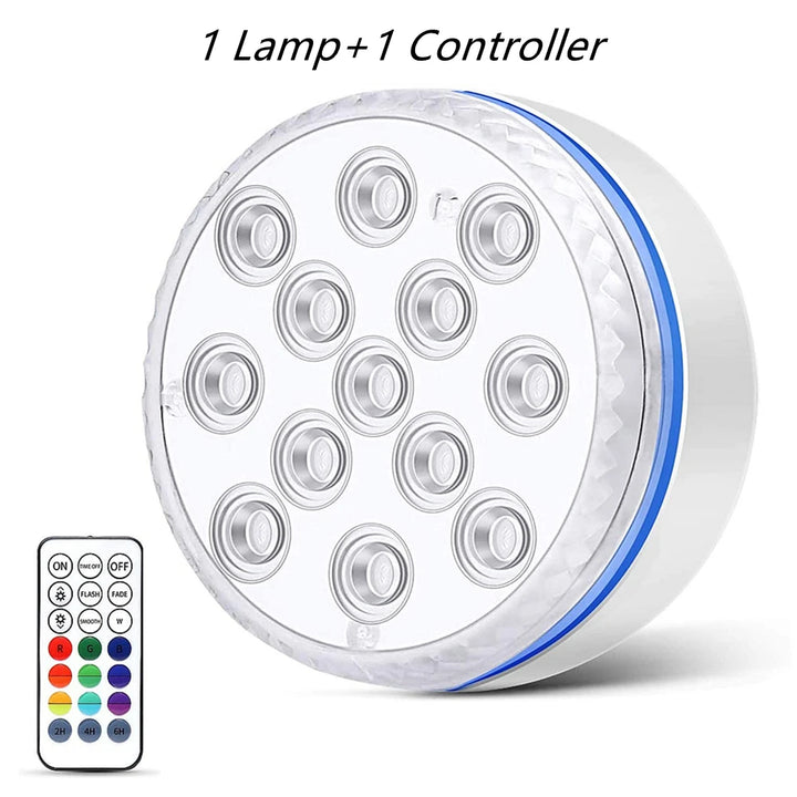 Updated Submersible LED Lights with Remote Underwater Pool Light IP68 Magnet 13 LED Bright Lamp RGB for Pond/Pool/Aquarium
