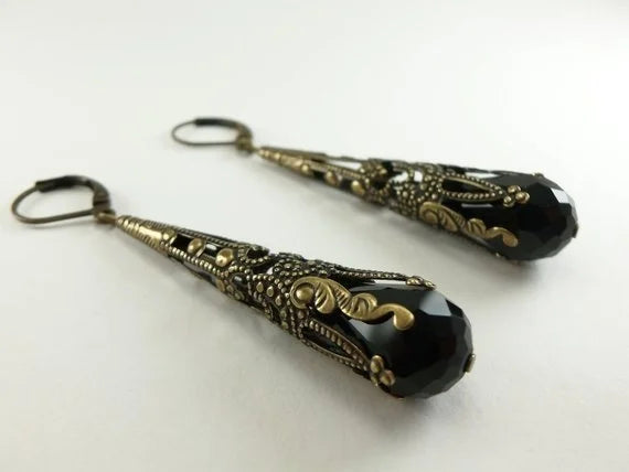 Amethyst Earrings Long Dangle Earrings Long Dangle Earrings Champagne Crystal Earrings