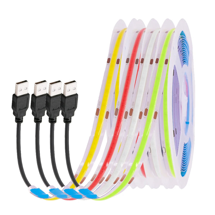 5V 12V 24V COB LED Strip 320LEDs/m High Density RA90 Flexible FOB LED Tape Light Bar Linear Ribbon 0.5-5m USB LED Light