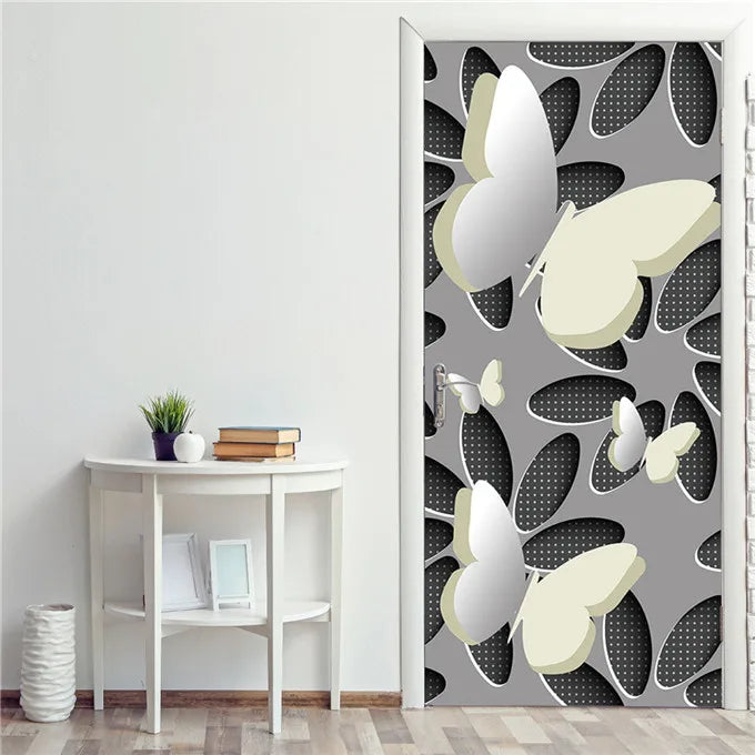 3D Stereo Butterfly Door Stickers For Living Room Bedroom Renew Decal Self-adhesive Removable Wine Cabinet Home Decor Wallpaper