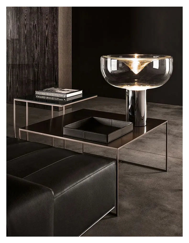 Nordic Clear Glass Table Lamp Creative Swirl Design Gold Hardware Plating Smoky Gray Bedroom Decoration LED E27 Desk Lamp