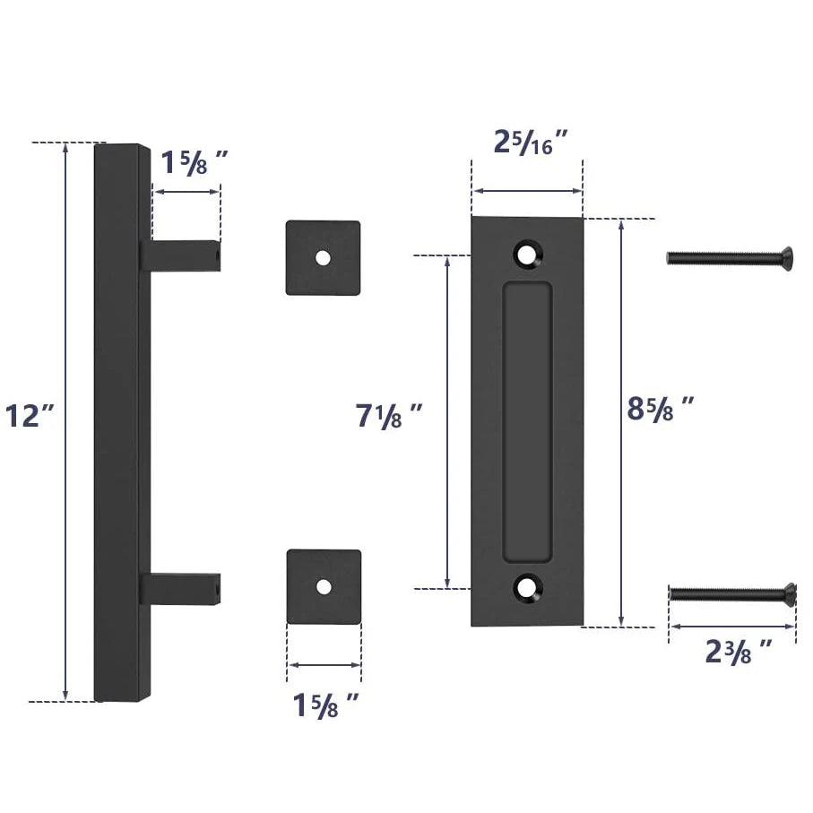 KAK 12 inches Sliding Barn Door Handle Pull Cabinet Flush Hardware Set Wood Door Handle I