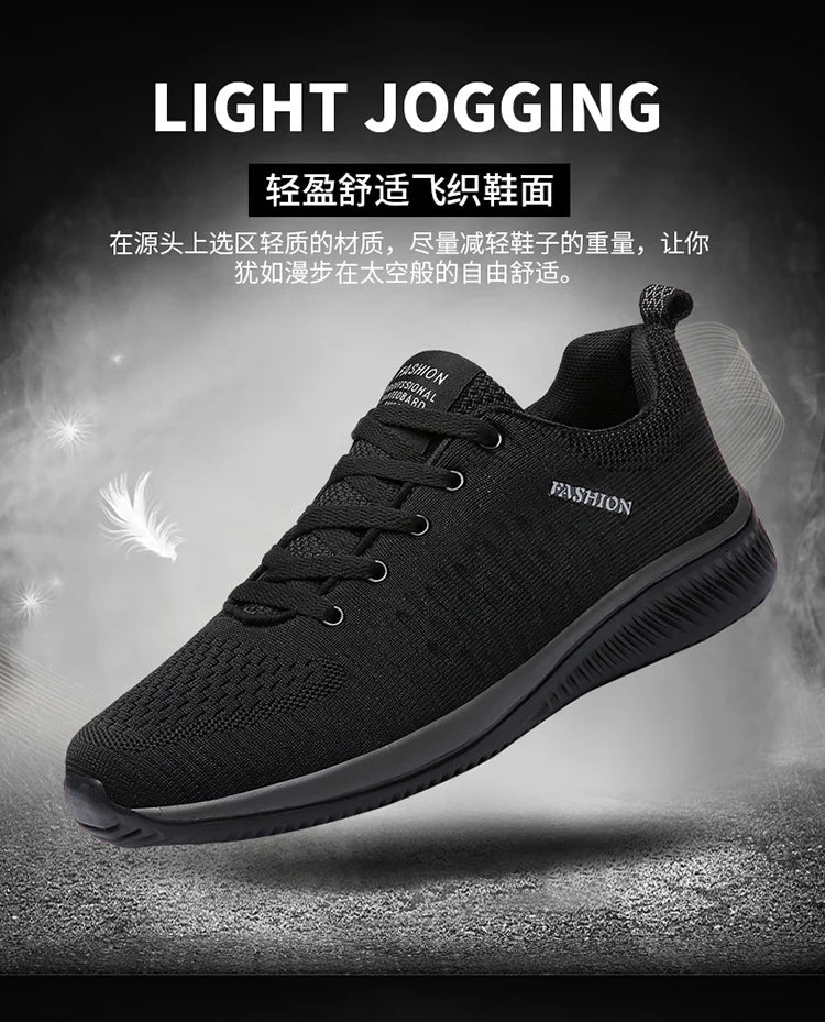 Light Sports Shoes Men Women Black Knit Sneakers Big Size 48 Breathable Casual Walking Shoes Zapatillas