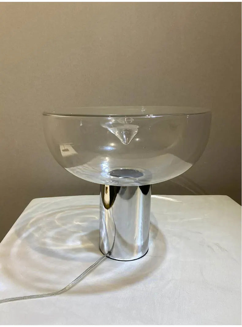 Nordic Clear Glass Table Lamp Creative Swirl Design Gold Hardware Plating Smoky Gray Bedroom Decoration LED E27 Desk Lamp