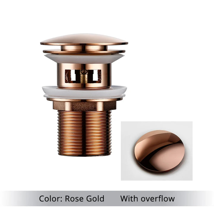 Bathroom Sink Stopper Washbasin Pop Up Drain Plug Cover Waste Pipe Drainer With Or Without Overflow For Bath Accessories