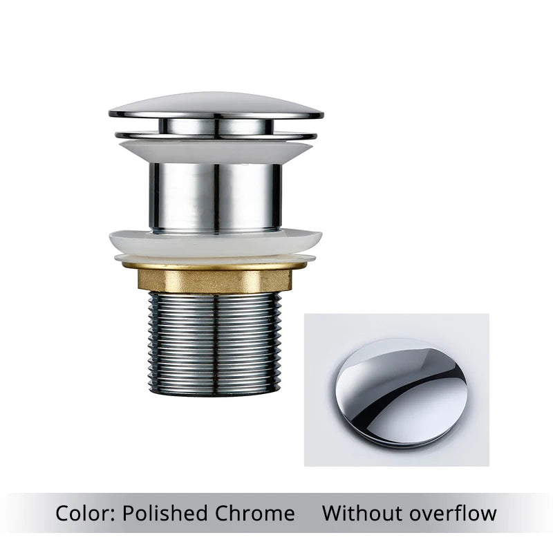 Bathroom Sink Stopper Washbasin Pop Up Drain Plug Cover Waste Pipe Drainer With Or Without Overflow For Bath Accessories