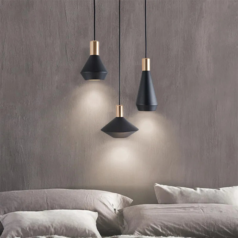 SANDYHA Black White Pendant Lights Lustres Para Sala De Jantar Lamp for Bedroom Lampe Chevet Hanglamp Salon Plafond Chandeliers