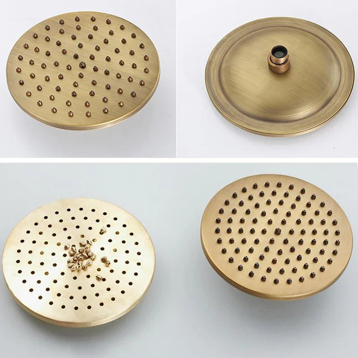 Wall Mounted Mixer Valve Rainfall Antique Brass Shower Faucet Complete Sets + 8" Brass Shower Head + Hand Shower + Hose Pipe