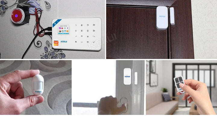 KERUI Tuya Smart WIFI GSM Alarm System Works With Alexa Home Security Wireless 433Mhz Burglar Alarm Door Window Sensor Detector