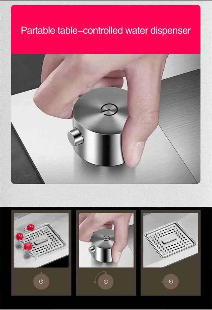 ASRAS Hidden kitchen Sink Single Flip Cover Hidden Large Size 304 Stainless Steel 4mm Thickness Handmade Brushed kitchen Sink