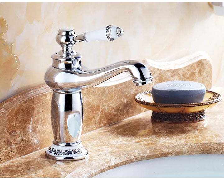 Bathroom Antique Bronze Finish Brass Basin Sink Solid Brass Faucets Single Handle Water Mixer Taps Bath Crane  ELFCT001