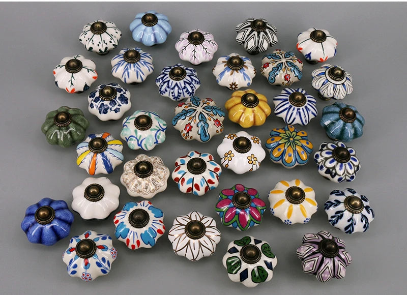 One Piece Vintage Ceramic Door Knobs for Cabinet Drawer, Closet Cupboard Wardrobe  furniture door  Pull Handle