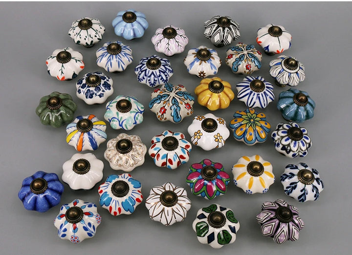 One Piece Vintage Ceramic Door Knobs for Cabinet Drawer, Closet Cupboard Wardrobe  furniture door  Pull Handle