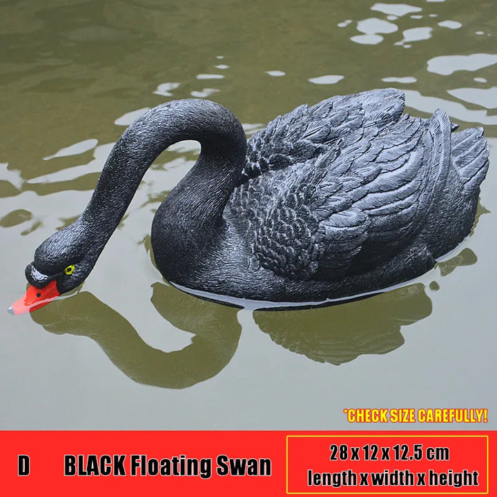 Resin Floating White Black Swan Outdoor Garden Pond Fish Tank Decorative Swimming Swan Sculpture For Garden Decor Ornament