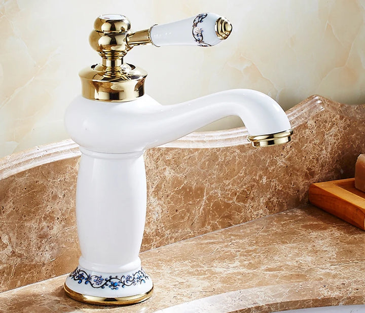 Bathroom Antique Bronze Finish Brass Basin Sink Solid Brass Faucets Single Handle Water Mixer Taps Bath Crane  ELFCT001