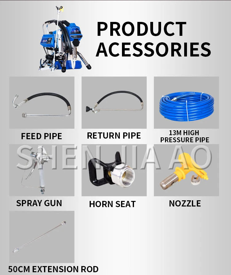 495 Brushless High Pressure Airless Spraying Machine 2500W Home Decoration Wall Coating Paint Spraying Machine 2.5L/min
