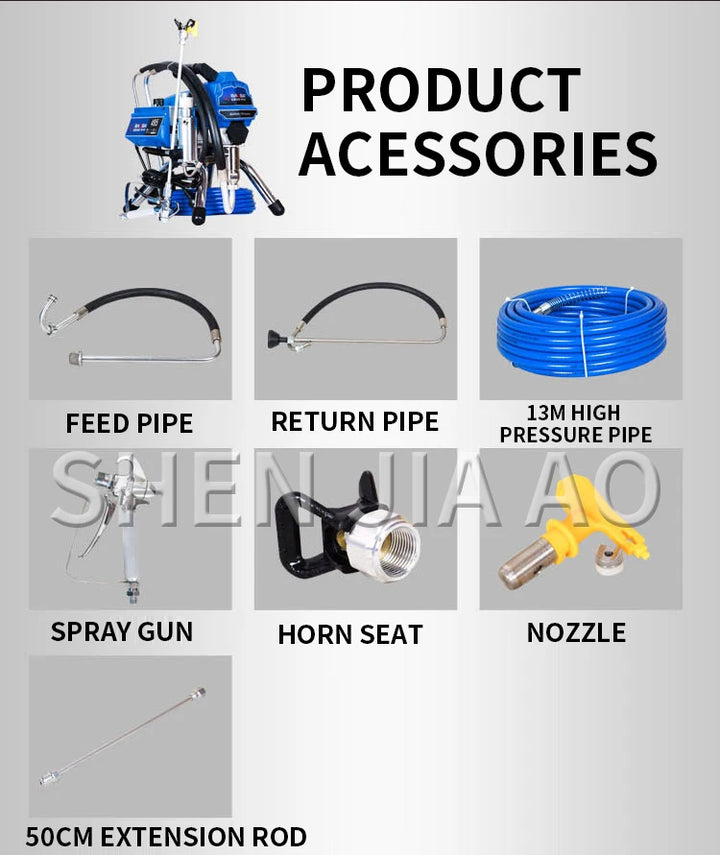 495 Brushless High Pressure Airless Spraying Machine 2500W Home Decoration Wall Coating Paint Spraying Machine 2.5L/min