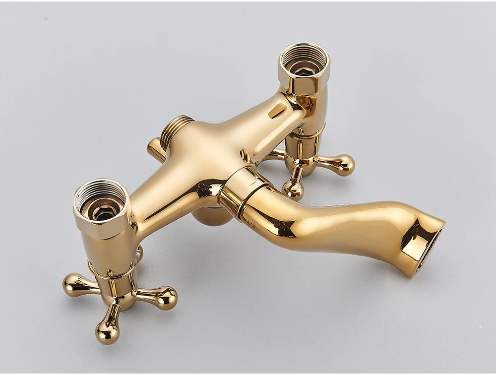 POIQIHY Golden Black Bathtub Shower Faucets Bathroom Wall Bath Shower Set Brass Mixer Tap Swivel Tub Spout Bath Shower Mixers