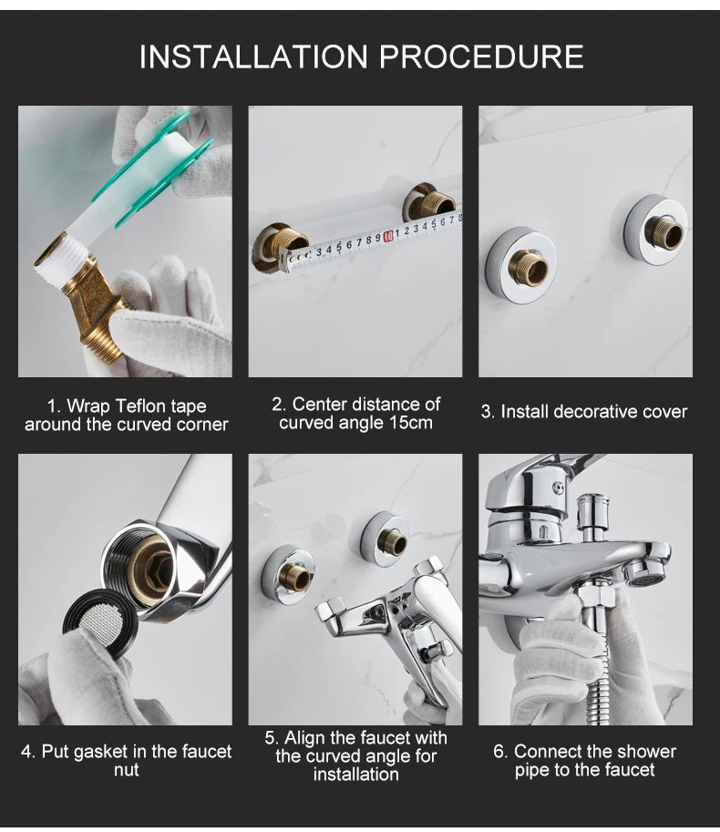 ELLEN Wall Mounted Bathroom Bath Faucet with Hand Shower Black Bath Tub Mixer Tap Bath Shower Mixer ELS2300