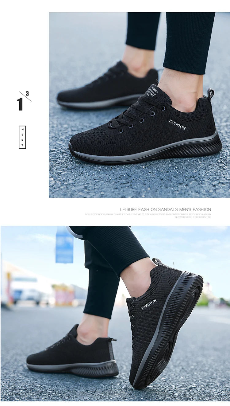 Light Sports Shoes Men Women Black Knit Sneakers Big Size 48 Breathable Casual Walking Shoes Zapatillas
