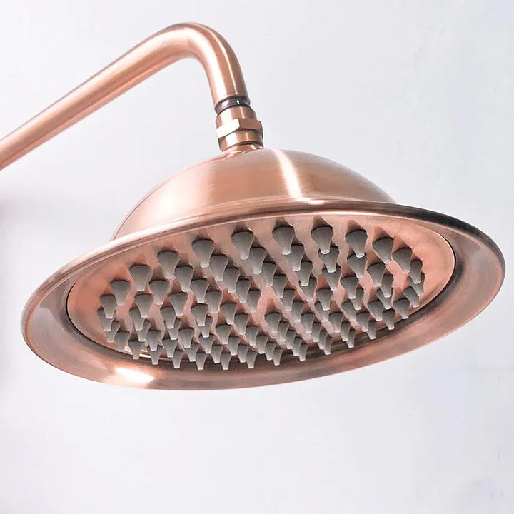 Antique Red Copper 8 inch Round Rainfall Shower Head & Hand Shower Head 1.5 Shower Hose Brass Handshower Bracket Wall Shower Arm