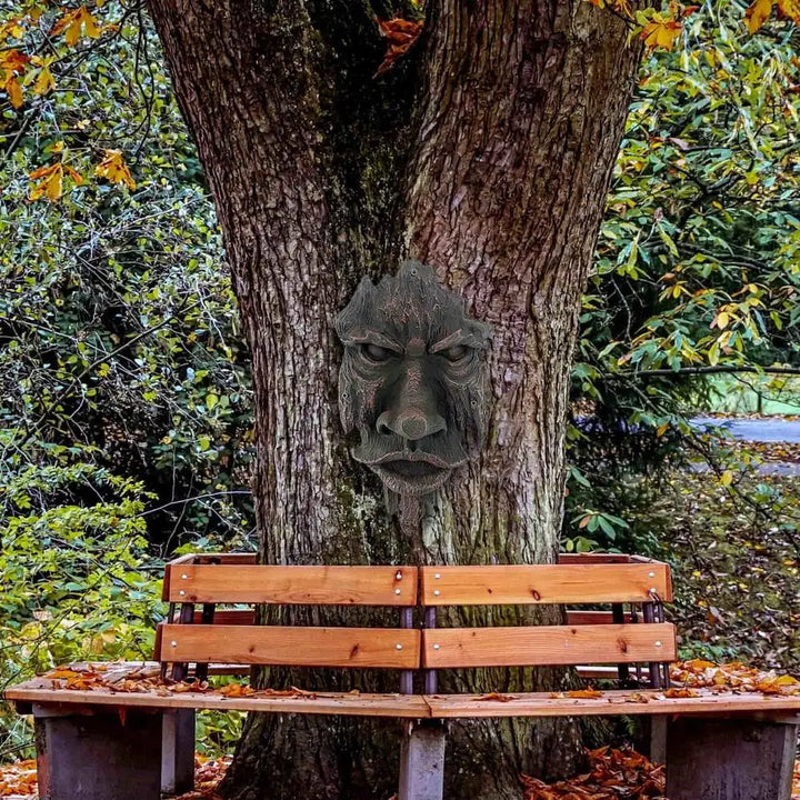 Bark Ghost Face Facial Features  Greenman Tree  Resin Garden Outdoor Sculpture