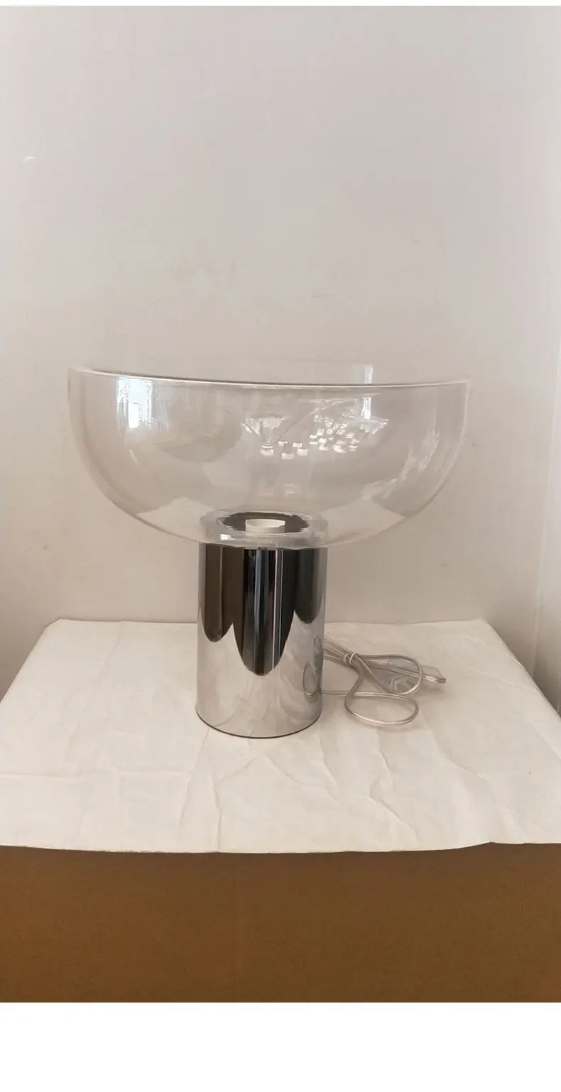 Nordic Clear Glass Table Lamp Creative Swirl Design Gold Hardware Plating Smoky Gray Bedroom Decoration LED E27 Desk Lamp