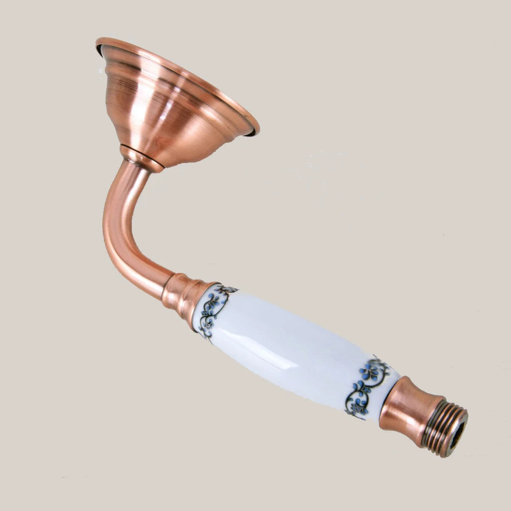 Antique Red Copper 8 inch Round Rainfall Shower Head & Hand Shower Head 1.5 Shower Hose Brass Handshower Bracket Wall Shower Arm