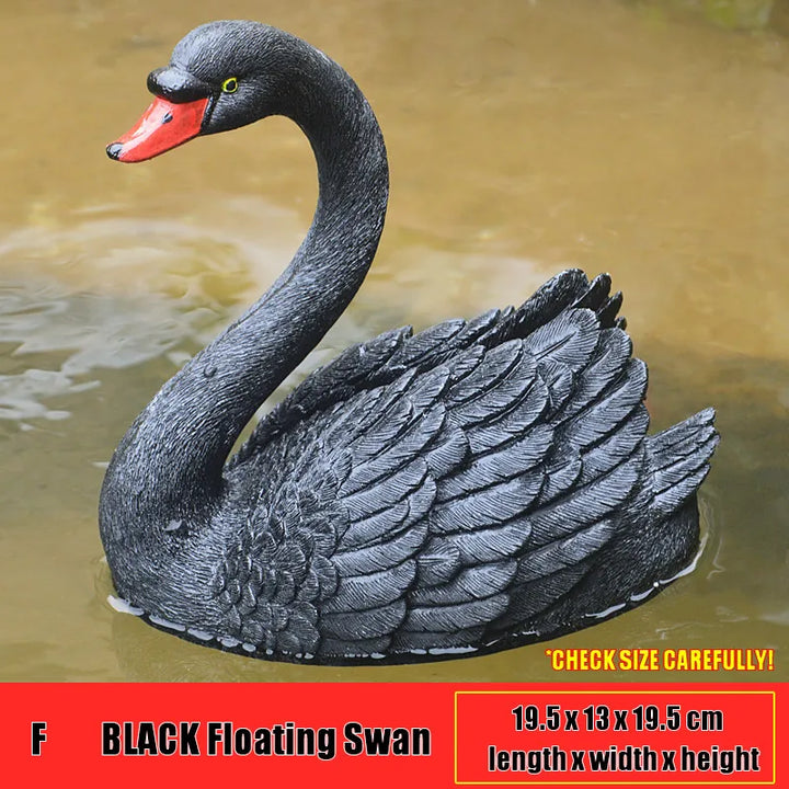 Resin Floating White Black Swan Outdoor Garden Pond Fish Tank Decorative Swimming Swan Sculpture For Garden Decor Ornament