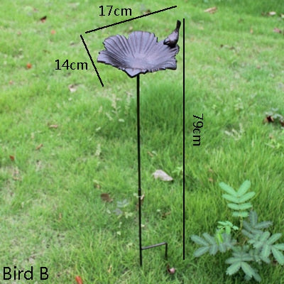 Garden Bird Around Maple Leaf Cast Iron Bird Feeder With Long Plole