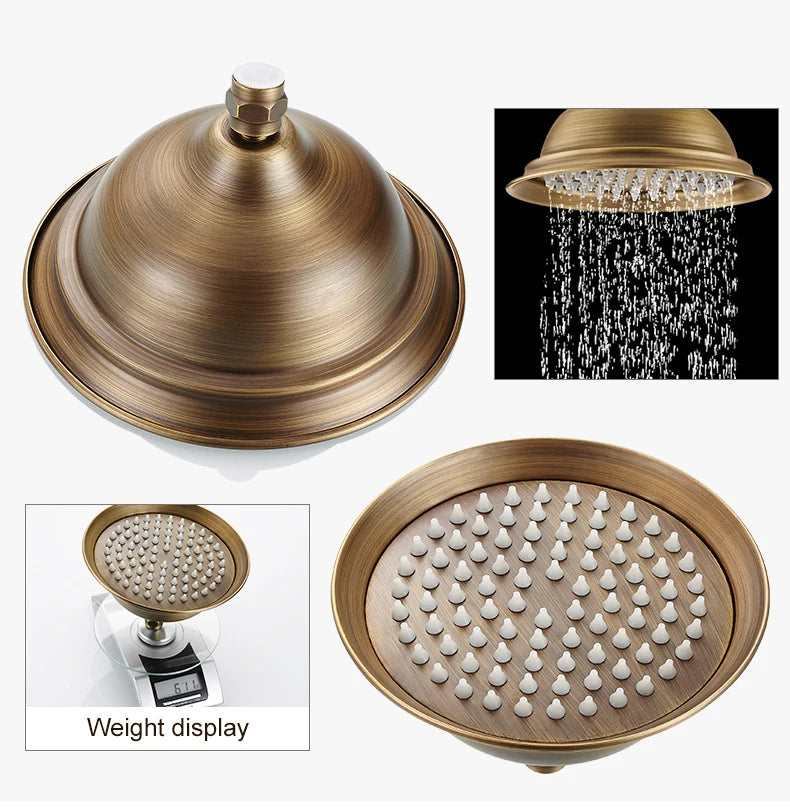Antique Rain Shower Faucets Set with Hand Brass Wall Mounted Shower Mixer for Bathroom Bath Luxury Rainfall Shower Set EL4006T