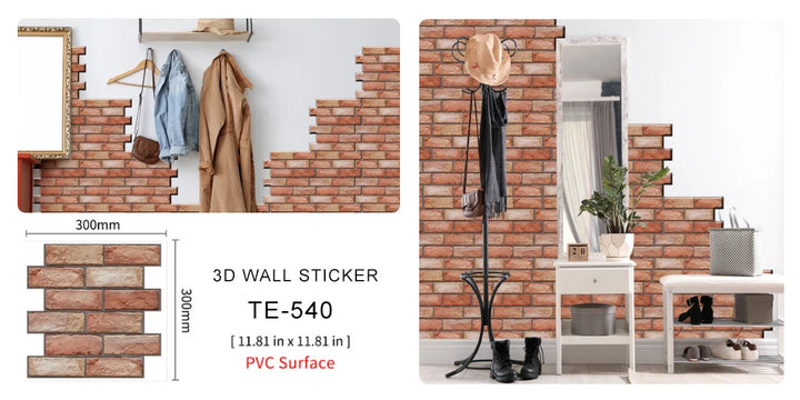15PCS Wall Sticker Waterproof PVC imitation brick Wallpapers for TV walls living room bedroom kitchen kids rooms painted surface