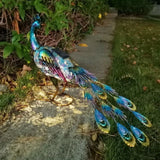 Solar Lights Peacock Statues Garden Decoration Outdoor Lamp Hollow Figurine Path Lawn Metal Sculpture