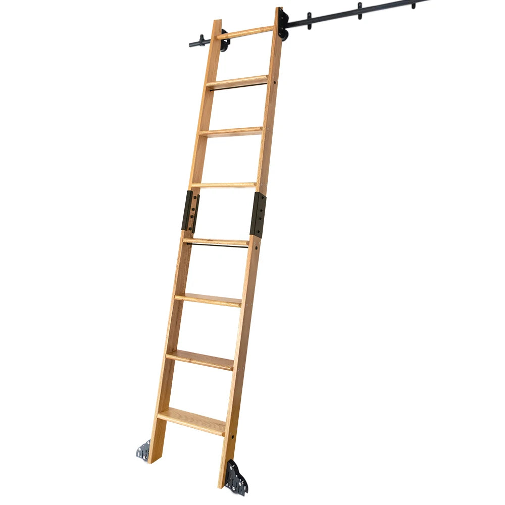 3.3ft 6.6ft 9.9ft 13.2ft Rustic Black Round Tube Sliding Barn Ladder Library Hardware