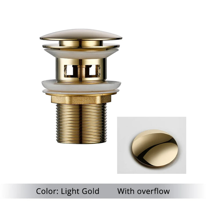 Bathroom Sink Stopper Washbasin Pop Up Drain Plug Cover Waste Pipe Drainer With Or Without Overflow For Bath Accessories