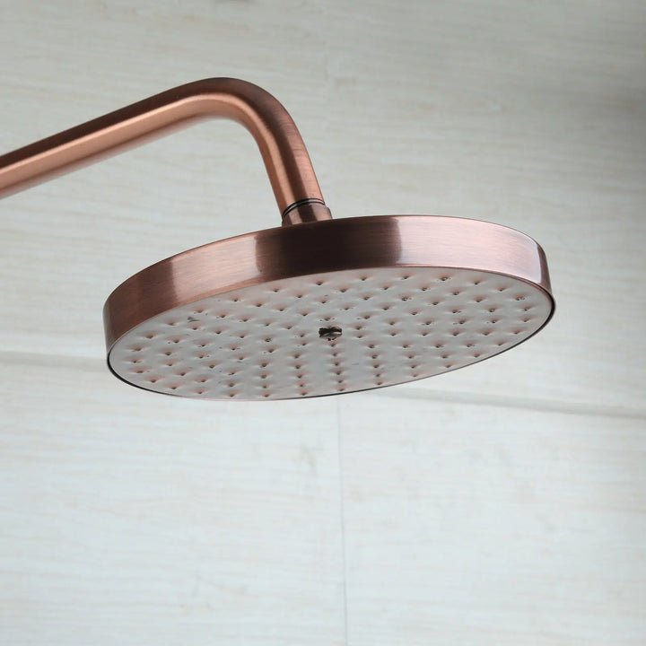 Antique Red Copper 8 inch Round Rainfall Shower Head & Hand Shower Head 1.5 Shower Hose Brass Handshower Bracket Wall Shower Arm
