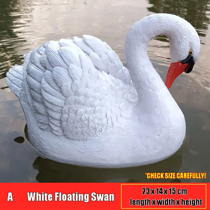 Resin Floating White Black Swan Outdoor Garden Pond Fish Tank Decorative Swimming Swan Sculpture For Garden Decor Ornament