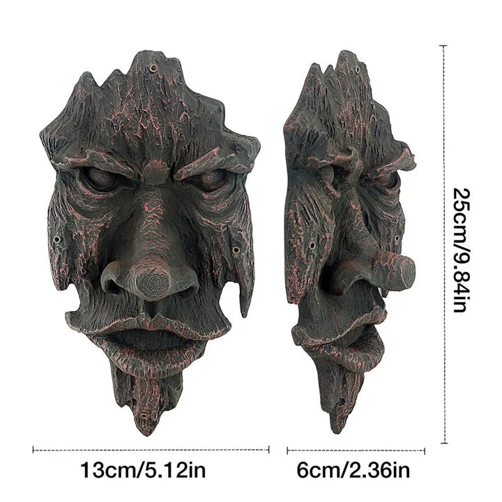 Bark Ghost Face Facial Features  Greenman Tree  Resin Garden Outdoor Sculpture