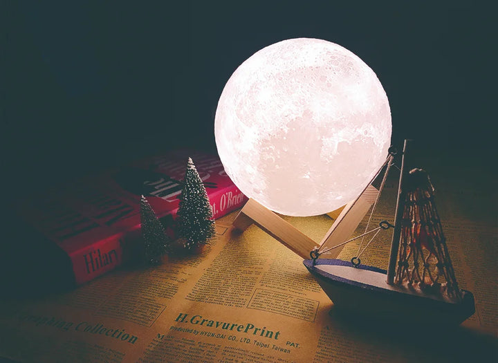3D Print LED Lamp Moon Earth Jupiter Home Bedroom Decor Creative Mood Night Light USB Recharge Touch Pat Control Colorful